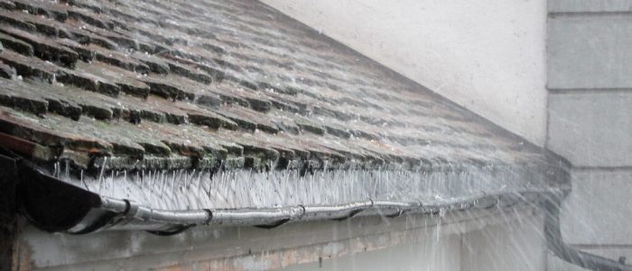 Rainwater Running Down Roof Tiles