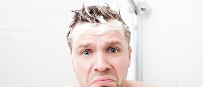 Unhappy Man in Shower