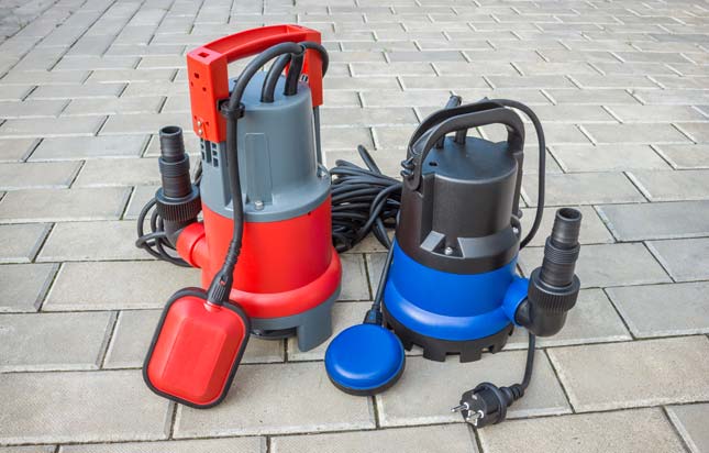 Blue and Red Sump Pumps